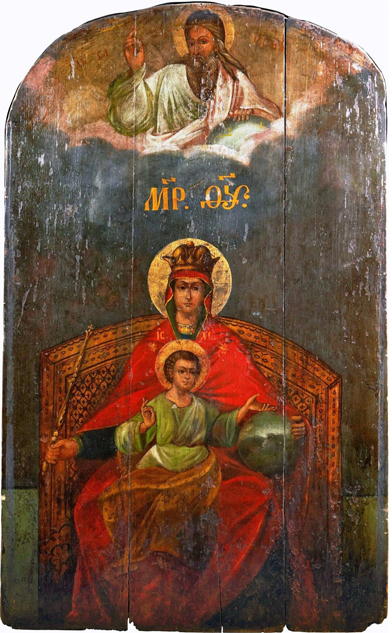 Антикварная Державная икона Божьей Матери